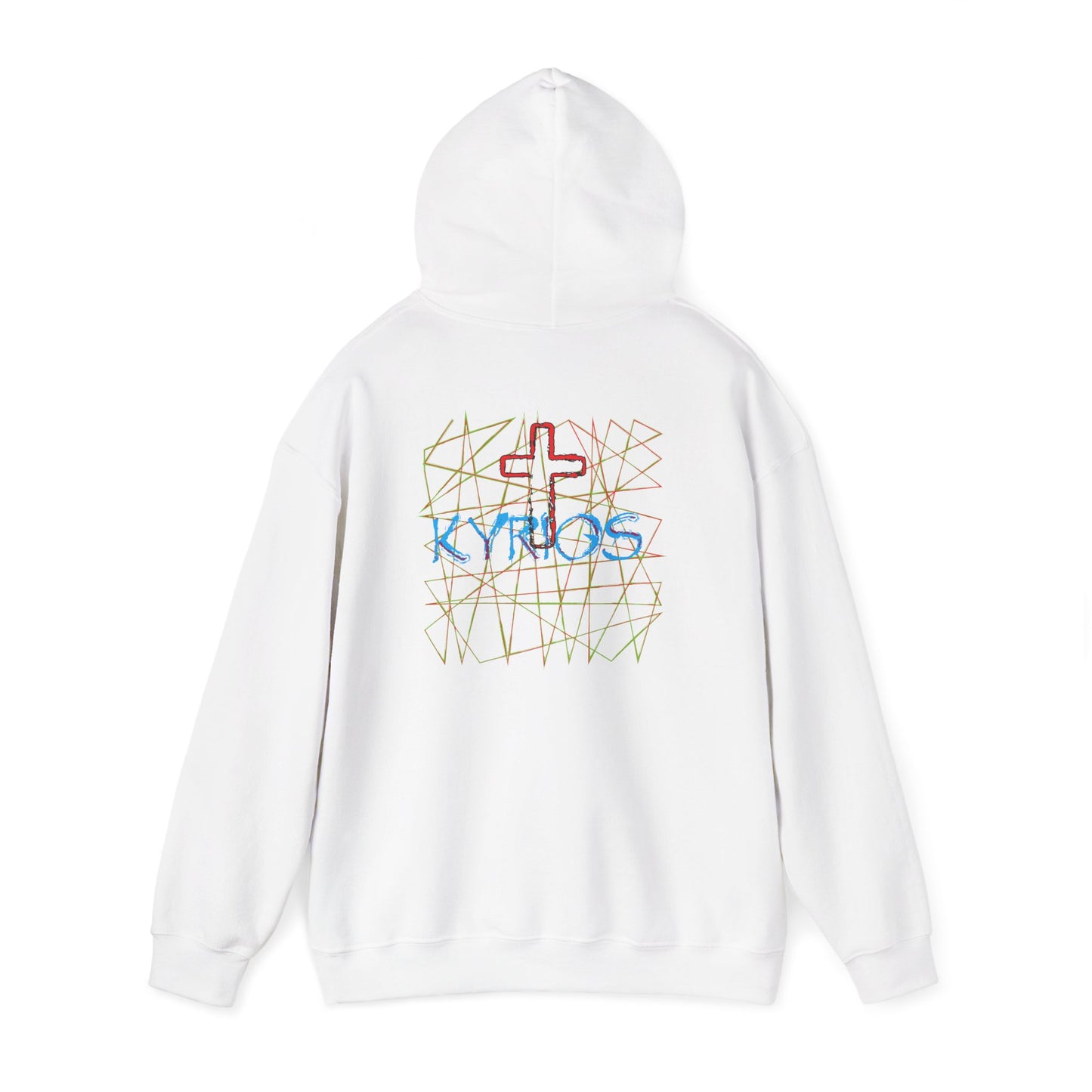 Kyrios with cross christian inspired hoodie design.