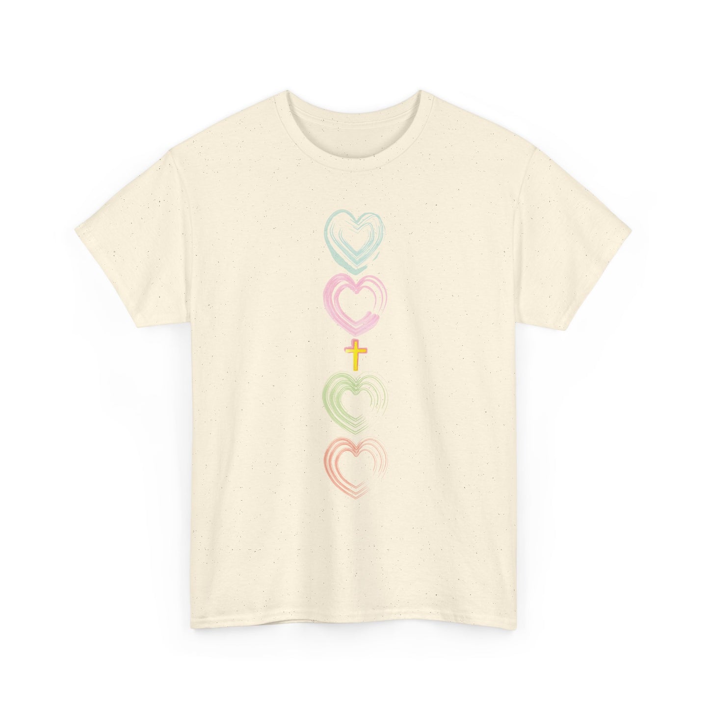 Christian inspired pastel hearts and cross T-shirt