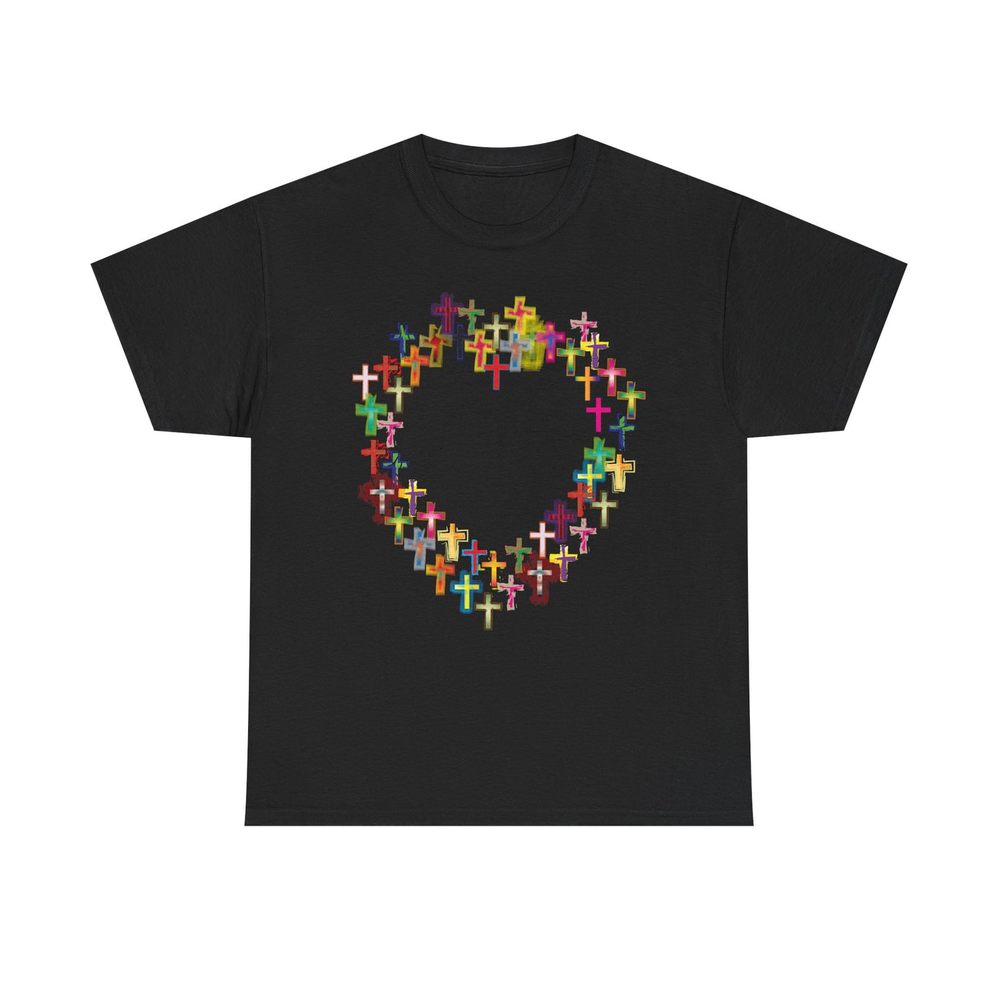 Crosses in the form of a heart christian inspired T-shirt design.
