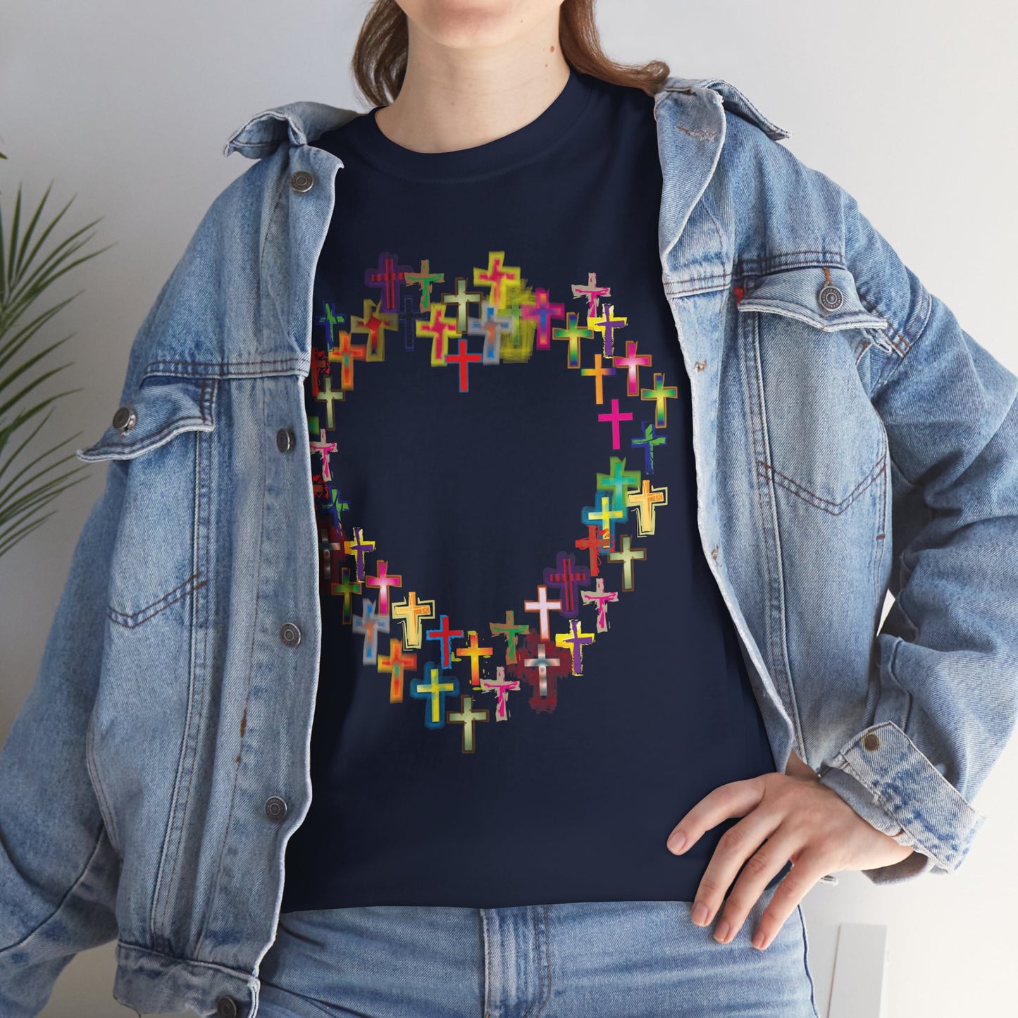 Crosses in the form of a heart christian inspired T-shirt design.