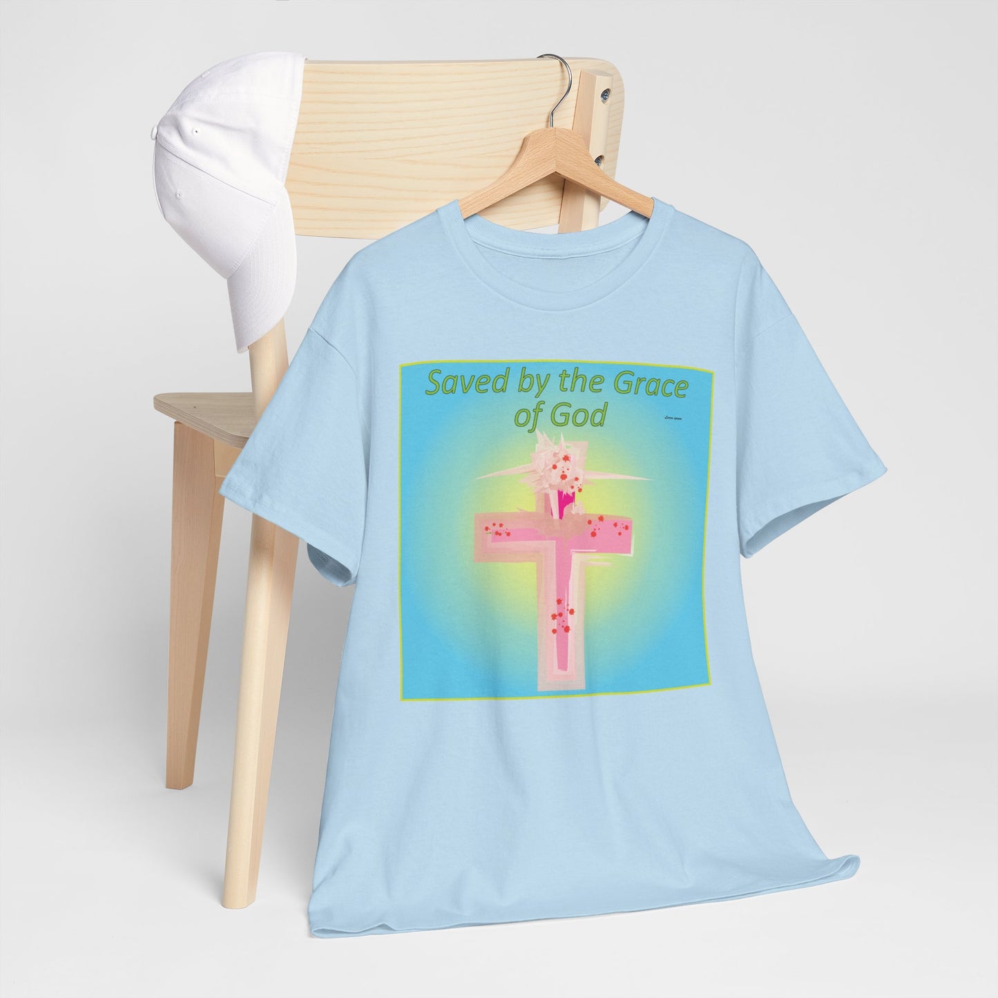 Saved by Grace Cotton Inspirational Faith T-Shirt.