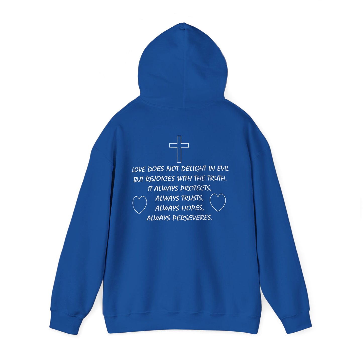 Christian love inspired hoodie design.