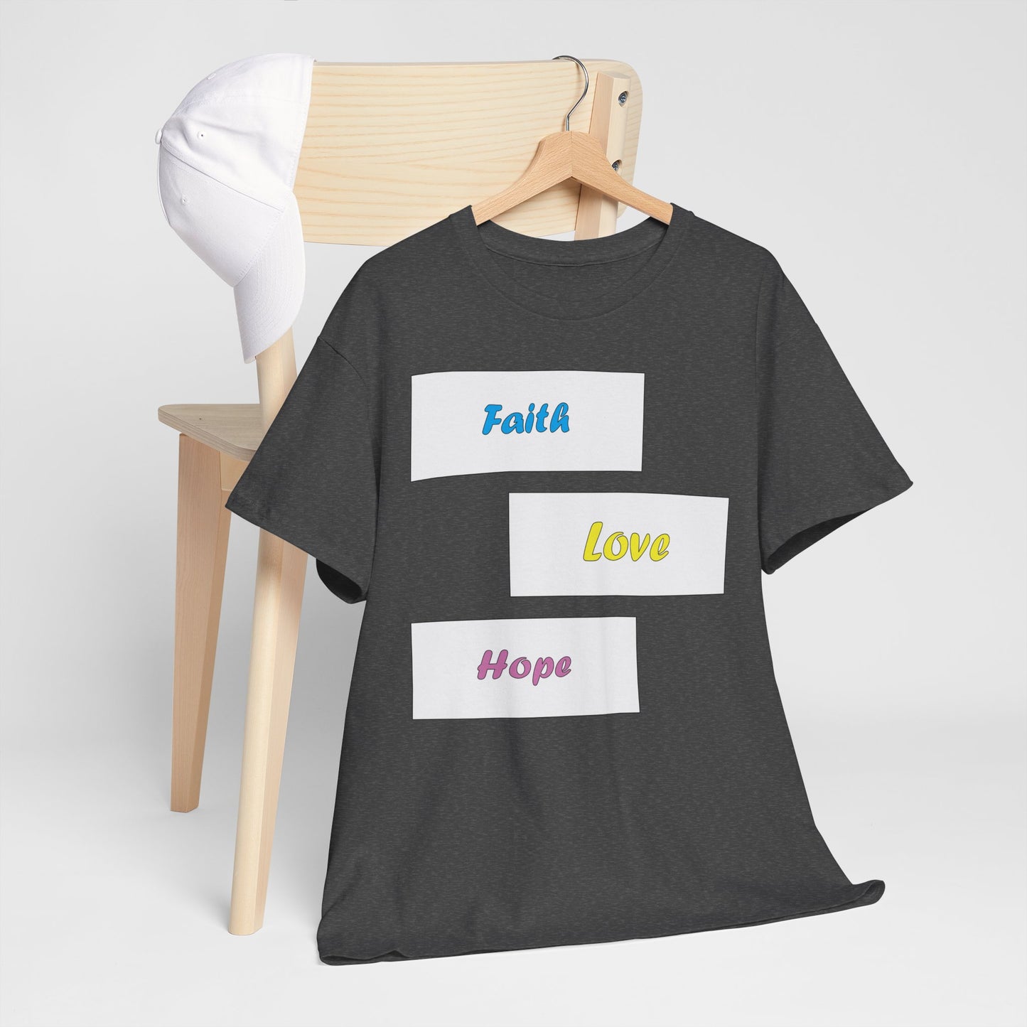 Faith, Love, Hope Christian inspired T-Shirt design.