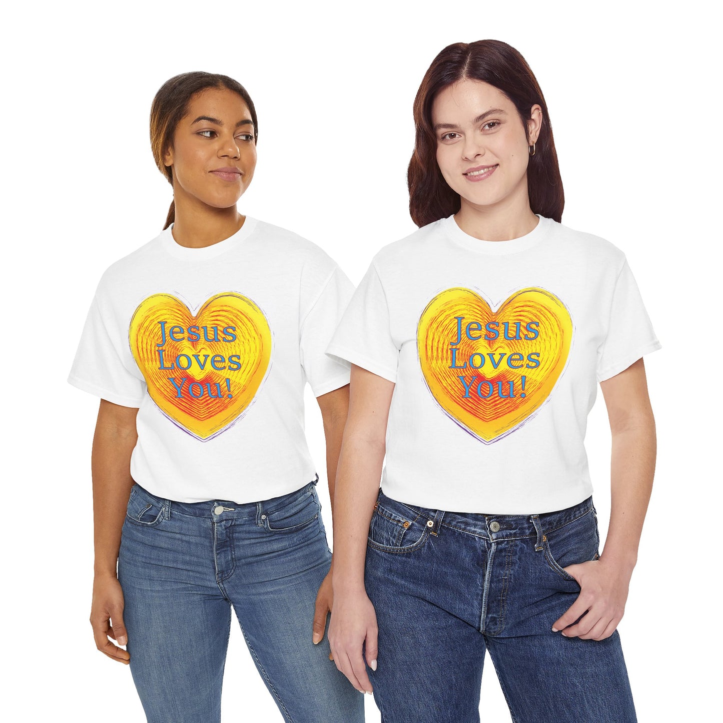 Jesus Loves You with heart Christian inspired T-Shirt design.