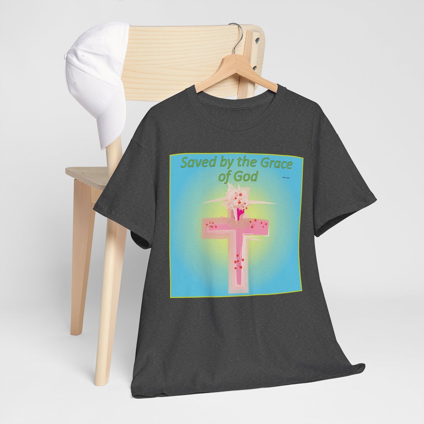 Saved by Grace Cotton Inspirational Faith T-Shirt.