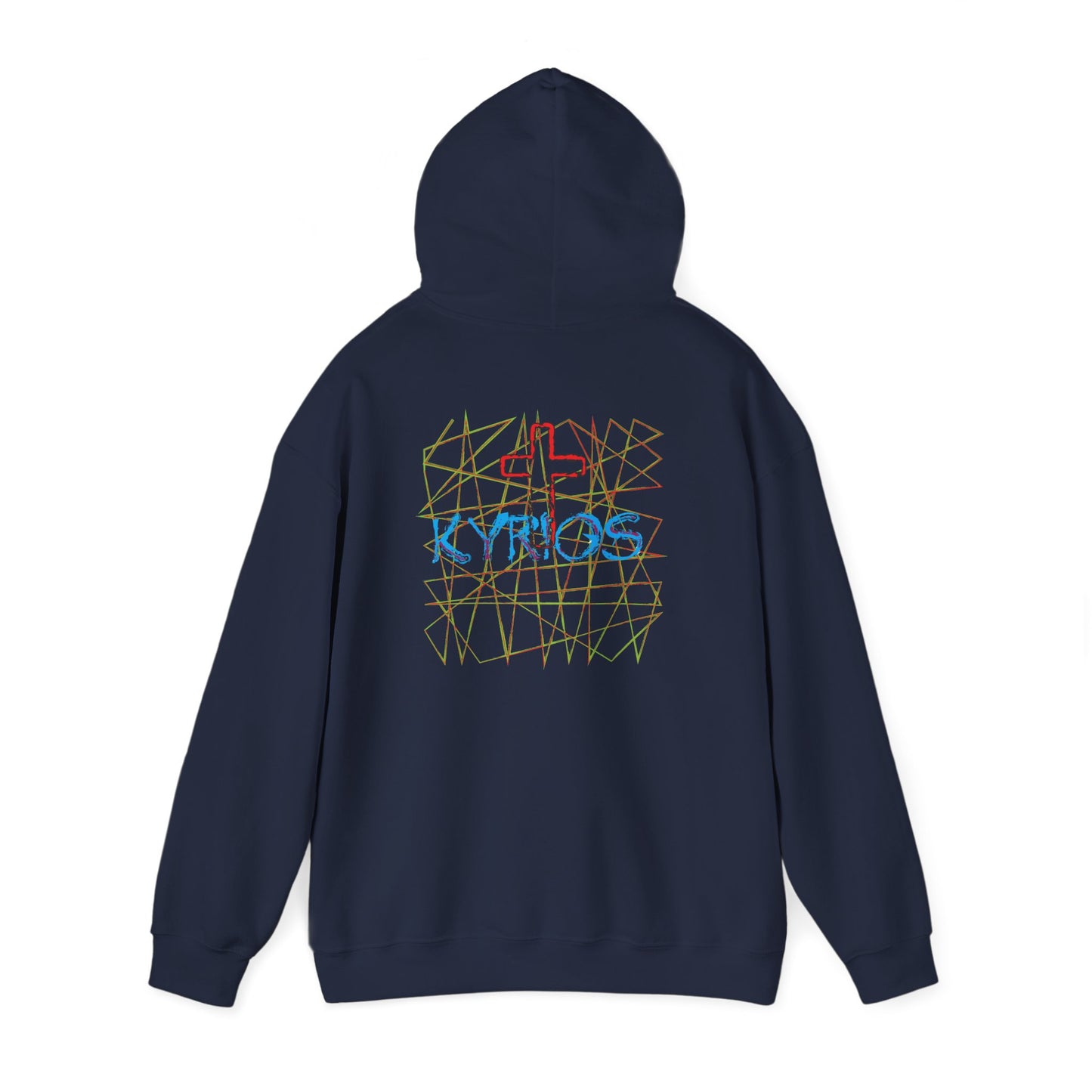 Kyrios with cross christian inspired hoodie design.