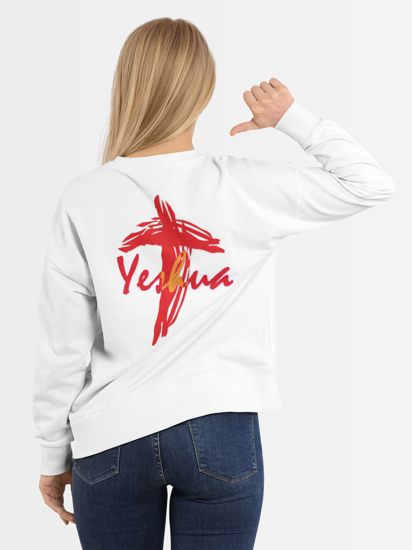 Jesus in ancient Greek with cross sweatshirt design.