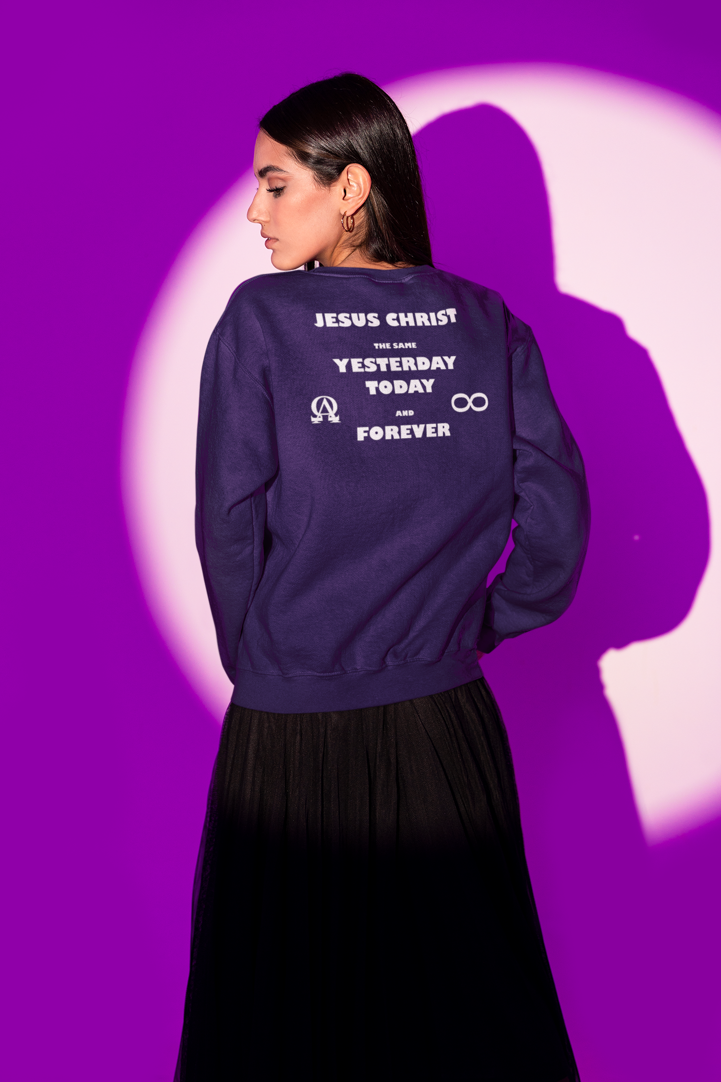 Jesus Christ, the same yesterday, today and forever sweatshirt design.