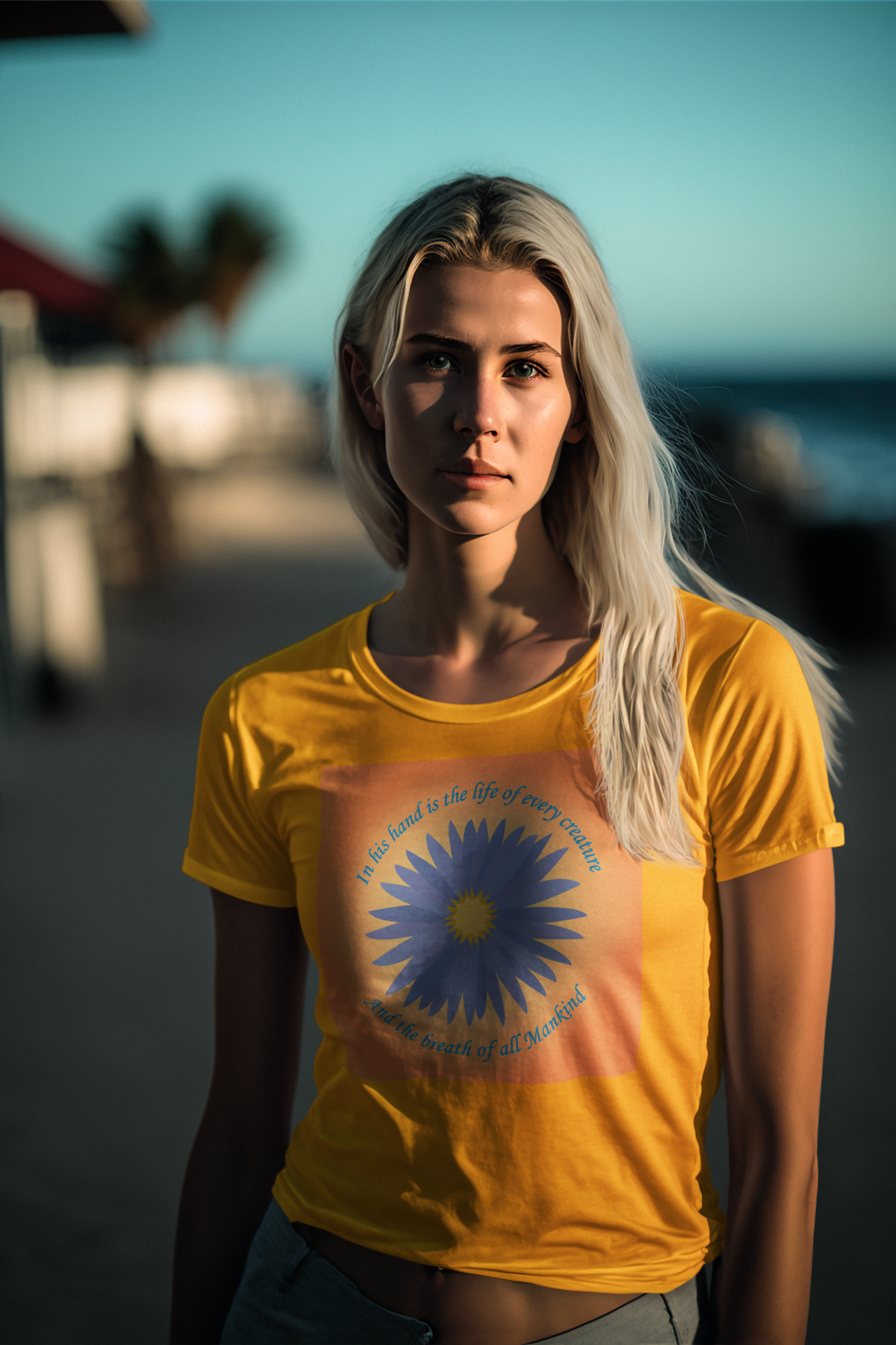 In His hand is the life of every living thing christian inspirational T-shirt design.