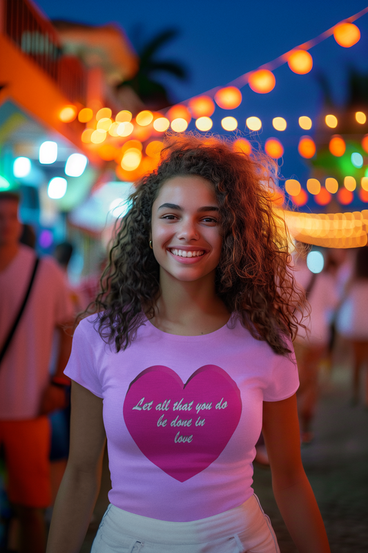 Let all that you do be done in love christian inspired T-shirt design.