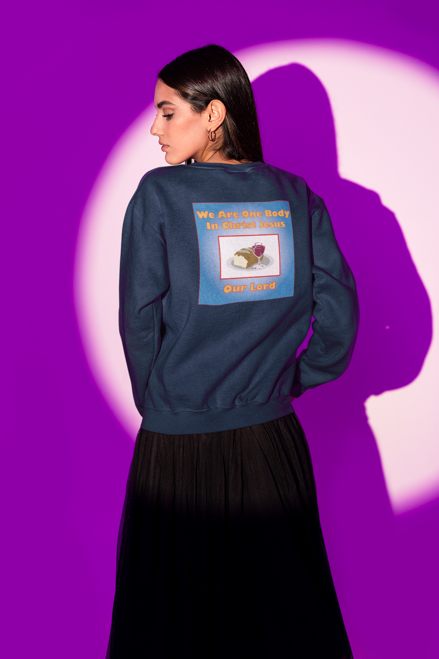 We are one body in Christ our Lord christian inspired sweatshirt design.