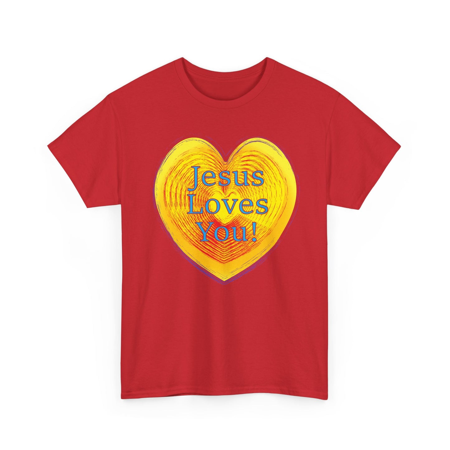 Jesus Loves You with heart Christian inspired T-Shirt design.