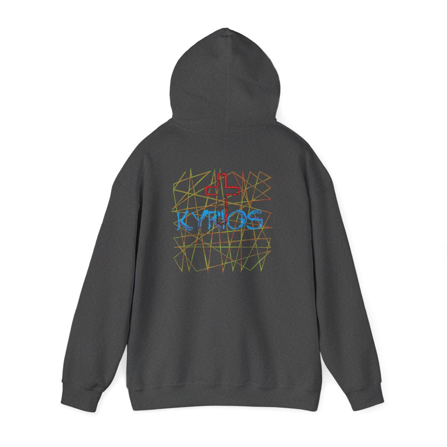 Kyrios with cross christian inspired hoodie design.