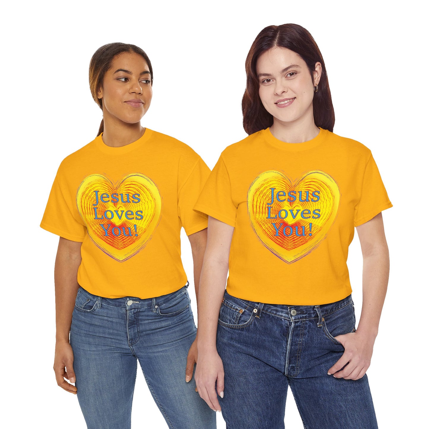 Jesus Loves You with heart Christian inspired T-Shirt design.