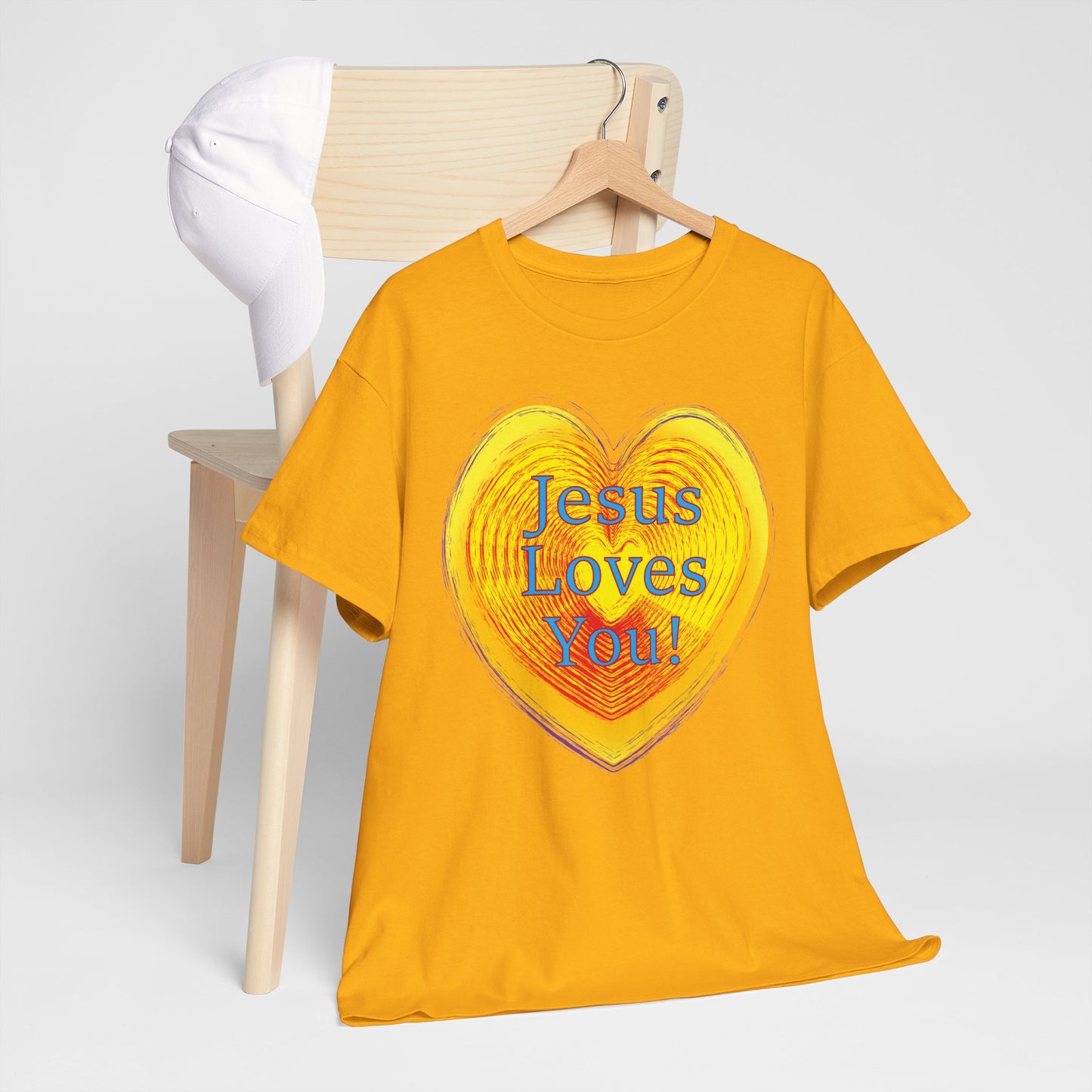 Jesus Loves You with heart Christian inspired T-Shirt design.