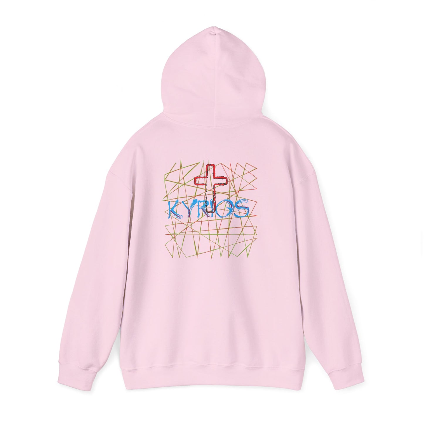 Kyrios with cross christian inspired hoodie design.