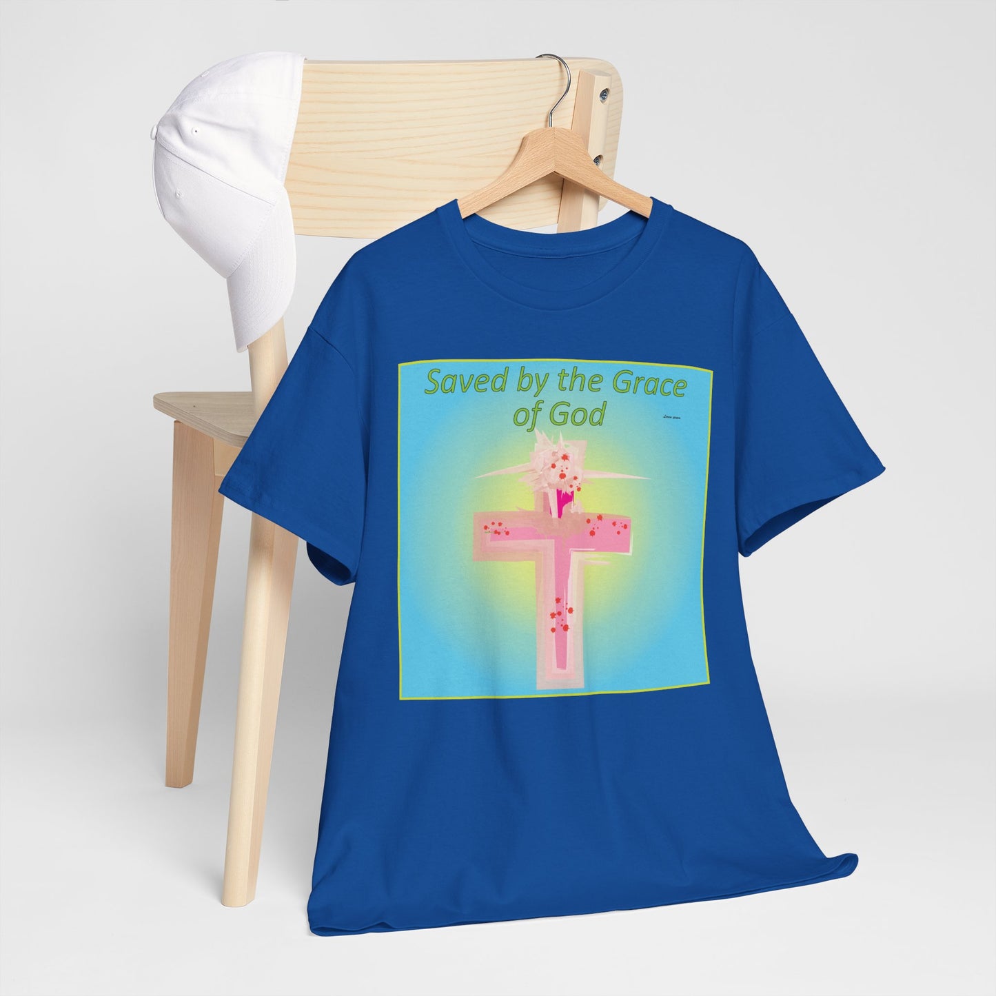 Saved by Grace Cotton Inspirational Faith T-Shirt.