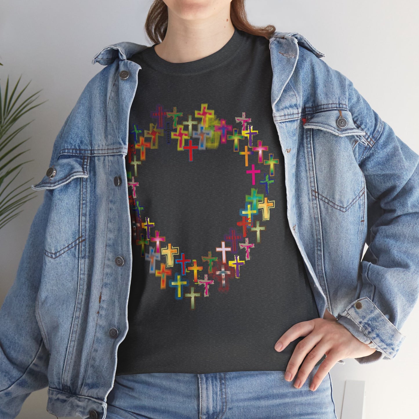 Crosses in the form of a heart christian inspired T-shirt design.