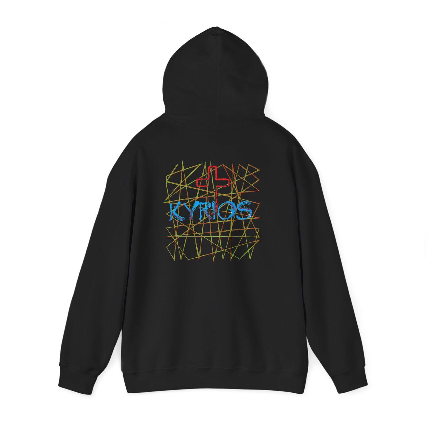 Kyrios with cross christian inspired hoodie design.