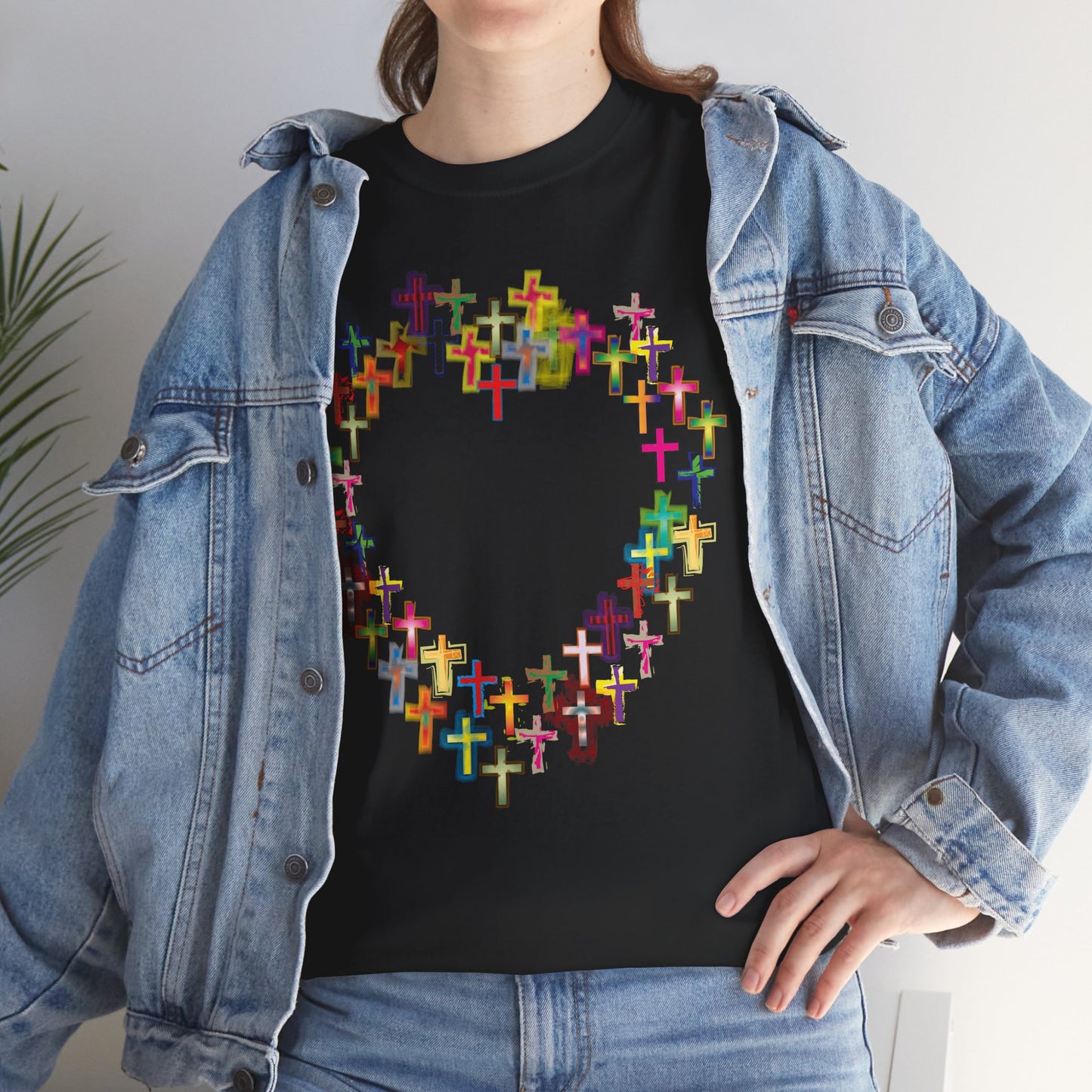 Crosses in the form of a heart christian inspired T-shirt design.