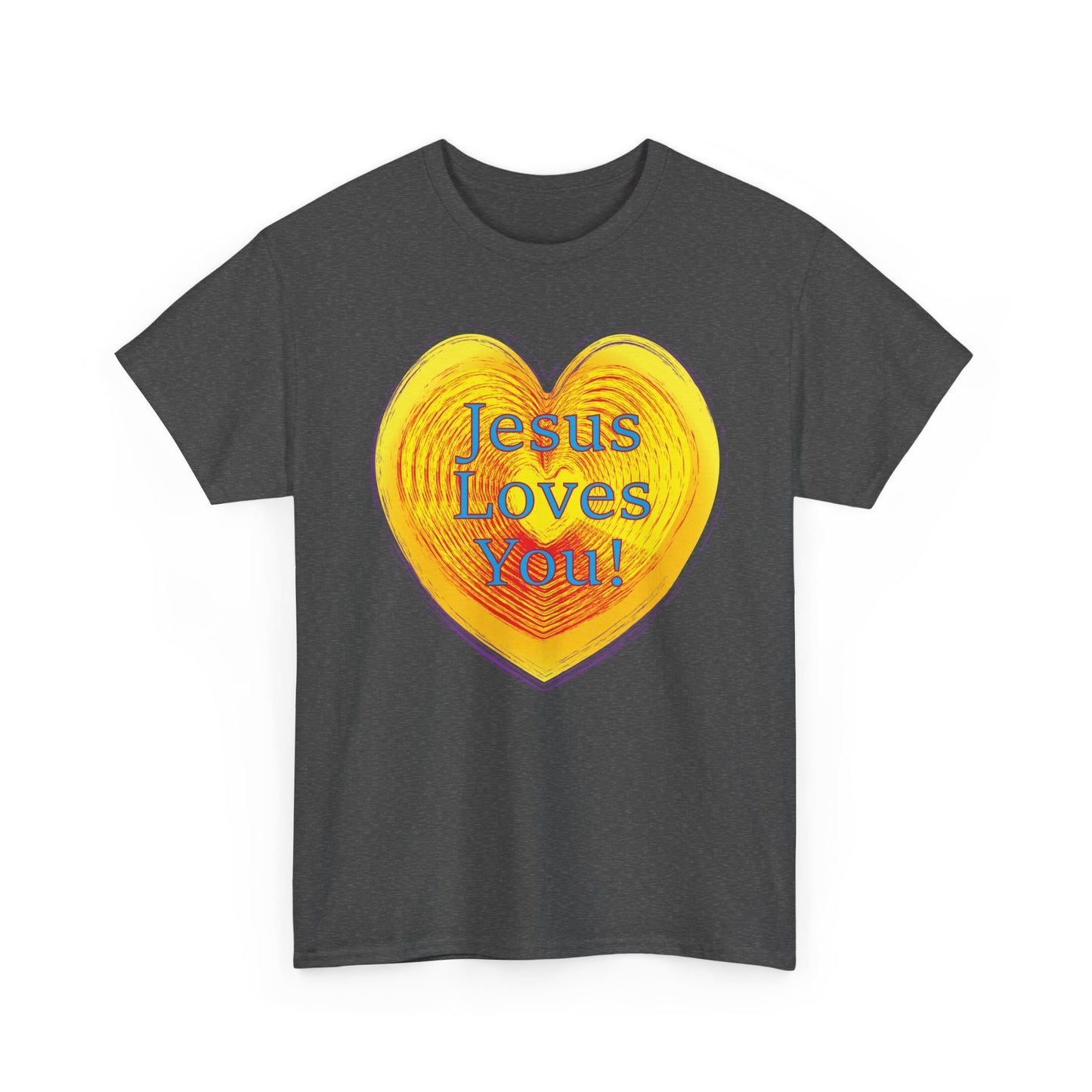 Jesus Loves You with heart Christian inspired T-Shirt design.