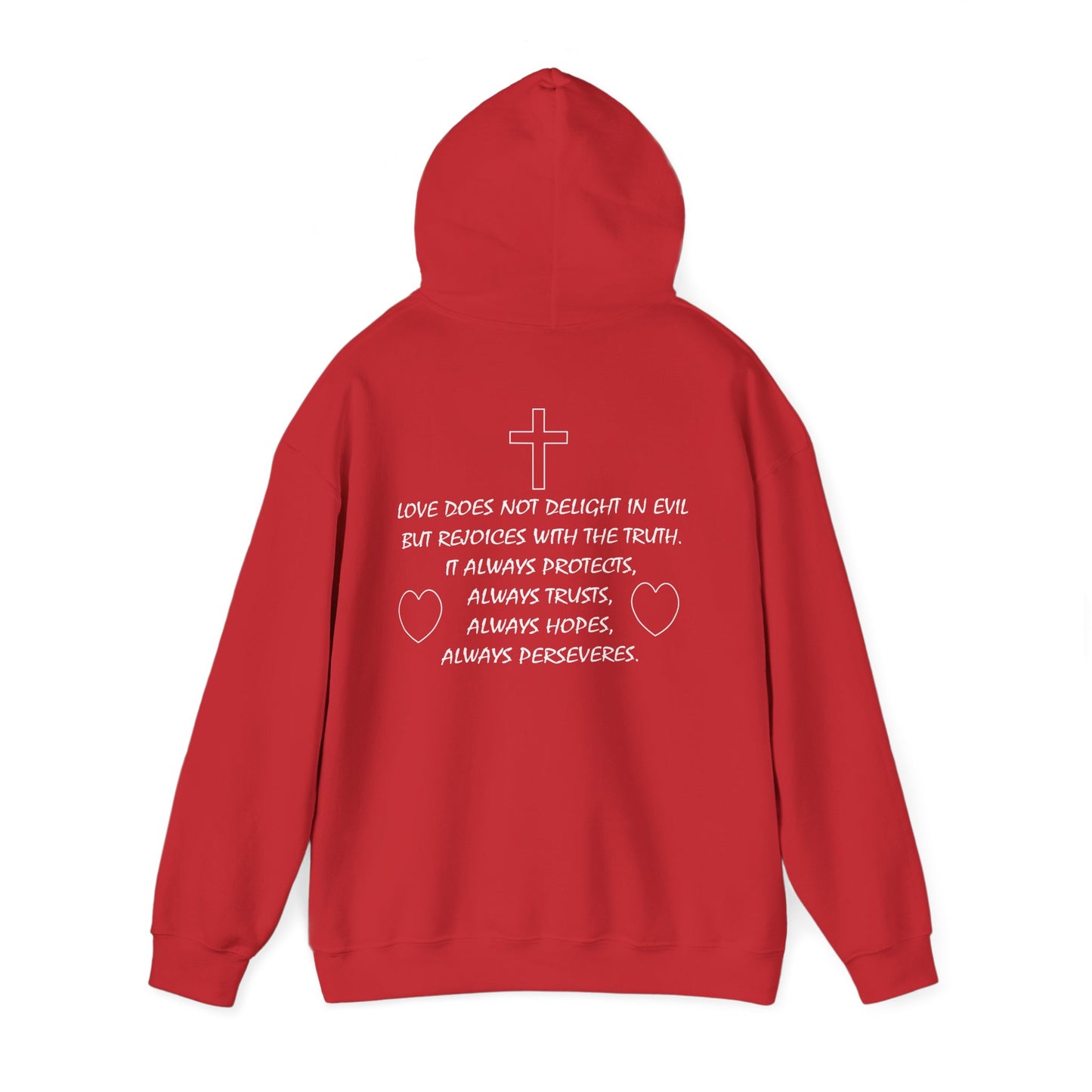 Christian love inspired hoodie design.