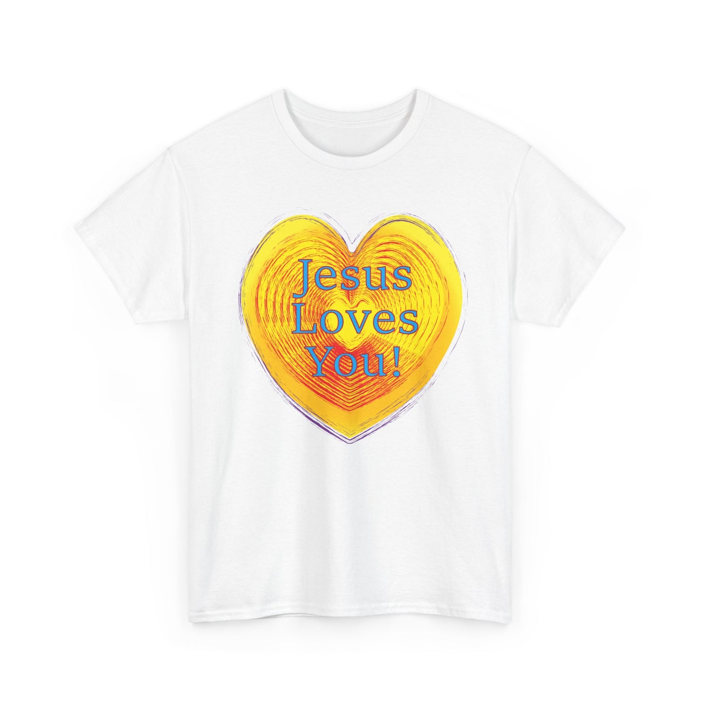 Jesus Loves You with heart Christian inspired T-Shirt design.