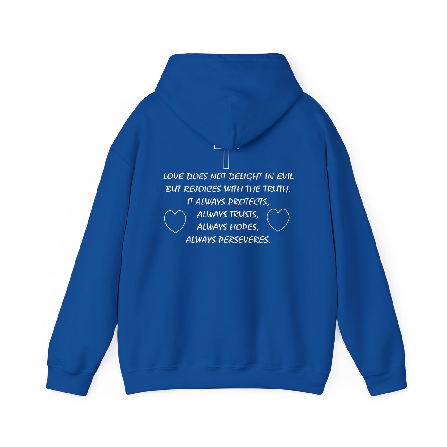 Christian love inspired hoodie design.